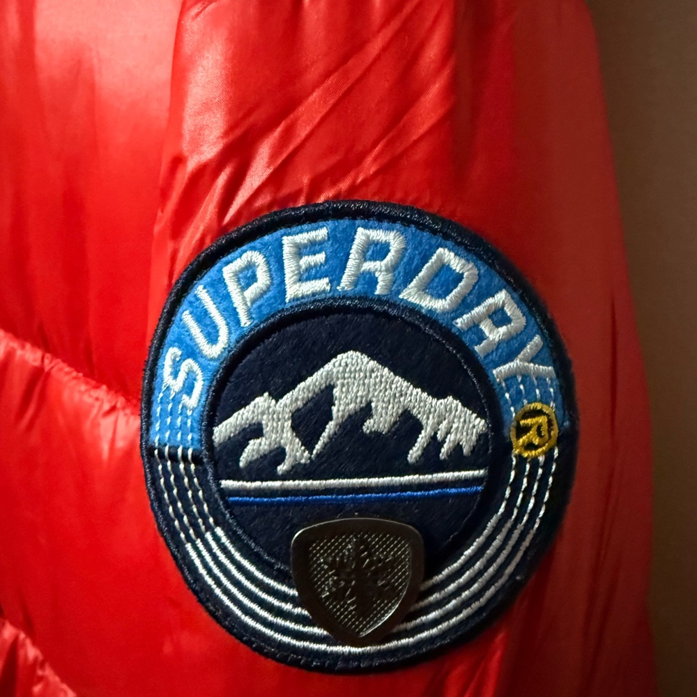 Superdry Red Puffer Jacket - Hooded Quilted Coat(brand new) - Picture 6 of 8